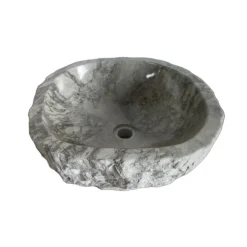 New Rustic Grigio Marble Sink with Rough Exterior - Polished Interior Above Counter / Vessel Sinks