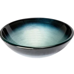 Discount Silver and Blue Rings Glass Vessel Sink Above Counter / Vessel Sinks