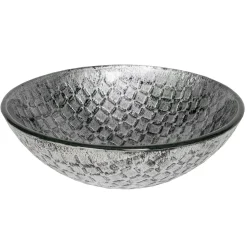 Clearance Silver Squares Glass Vessel Sink Above Counter / Vessel Sinks