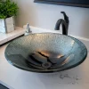 Silver Streams Black Glass Vessel Sink Above Counter / Vessel Sinks