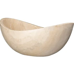 New Small Canoe Vessel Sink - Beige Travertine Above Counter / Vessel Sinks