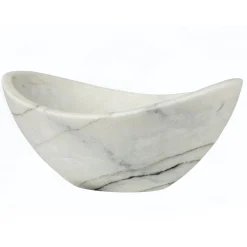 Small Canoe Vessel Sink - White Marble Above Counter / Vessel Sinks