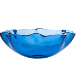 Clearance Wave Rim Blue Glass Vessel Sink Above Counter / Vessel Sinks