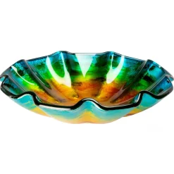 Outlet Wave Rim Multi Color Glass Vessel Sink Above Counter / Vessel Sinks