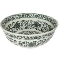 New White with Black Ming Dynasty Decorative Porcelain Sink Above Counter / Vessel Sinks