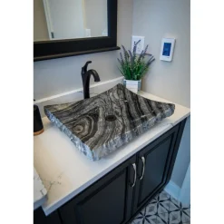 Online Wooden Black Marble Large Zen Sink Above Counter / Vessel Sinks