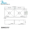 Sale Extra Large 44" Workstation Equal Double Bowl Kitchen Sink with Small Radius Corners Workstation Sinks|Double Bowl Sinks