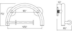 Discount Half Moon Grab Bar with Toilet Paper Holder Grab Bars|Shower Seats