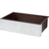 Hot 33" Hammered Copper Apron Front Single Basin Kitchen Sink in Glazed White Apron Front / Farmhouse Sinks