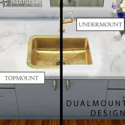 Hot 20" Hand-Hammered Brass Dual Mount Bar Sink Sinks For Tight Spaces|Bar / Prep Sinks