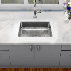 Clearance 20" Hand-Hammered Stainless Steel Dual Mount Bar Sink Bar / Prep Sinks