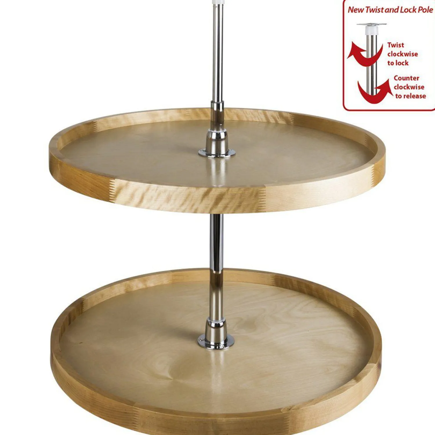 Discount 28" Diameter Round Wood Lazy Susan Set with Twist and Lock Pole Storage & Organization