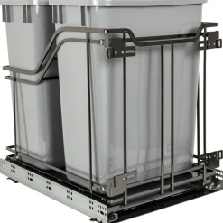 Best Metal Double Trashcan Black Nickel with Grey Storage & Organization