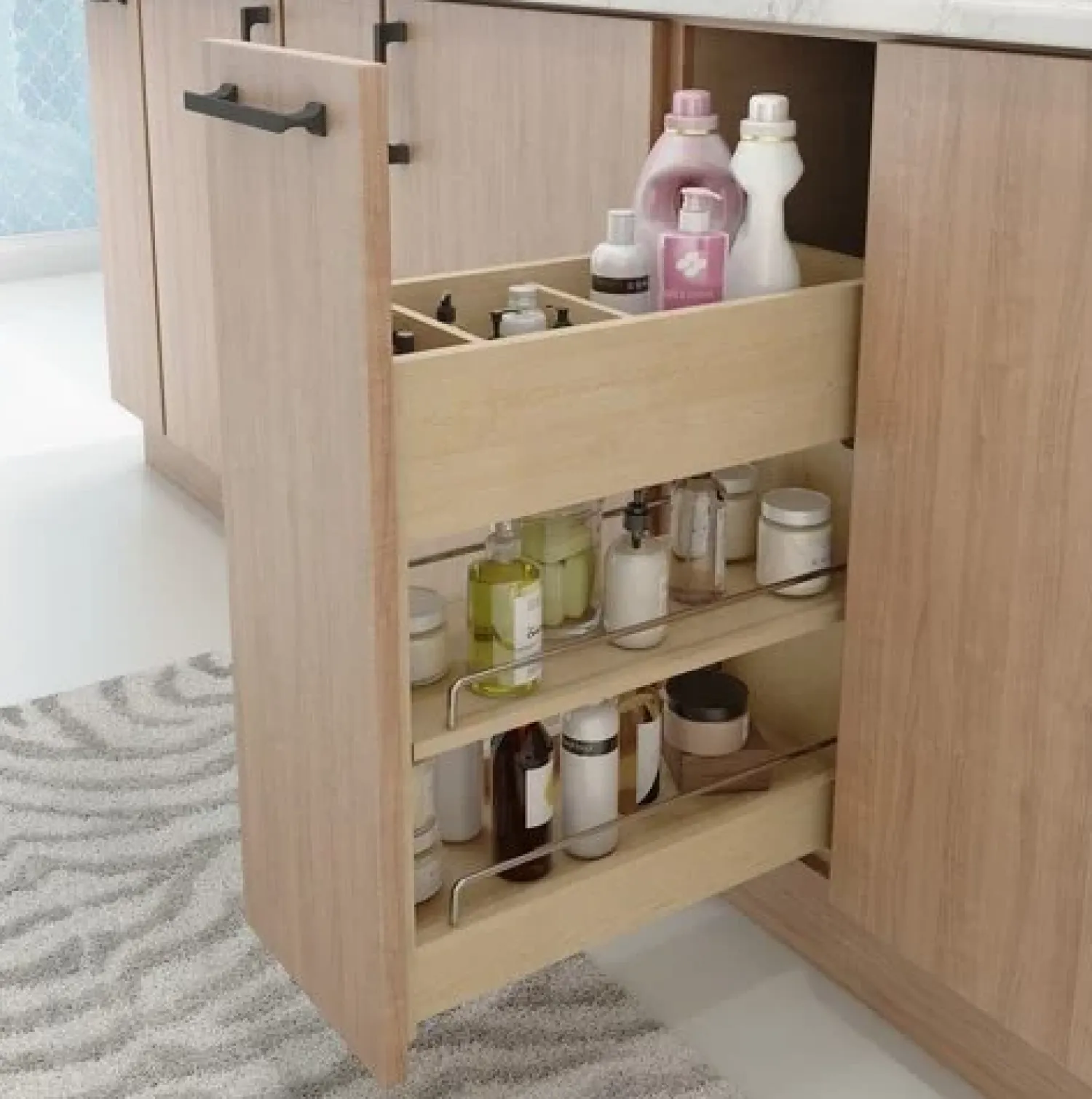Clearance No Wiggle 8" Vanity-height Cabinet Pullout Storage & Organization
