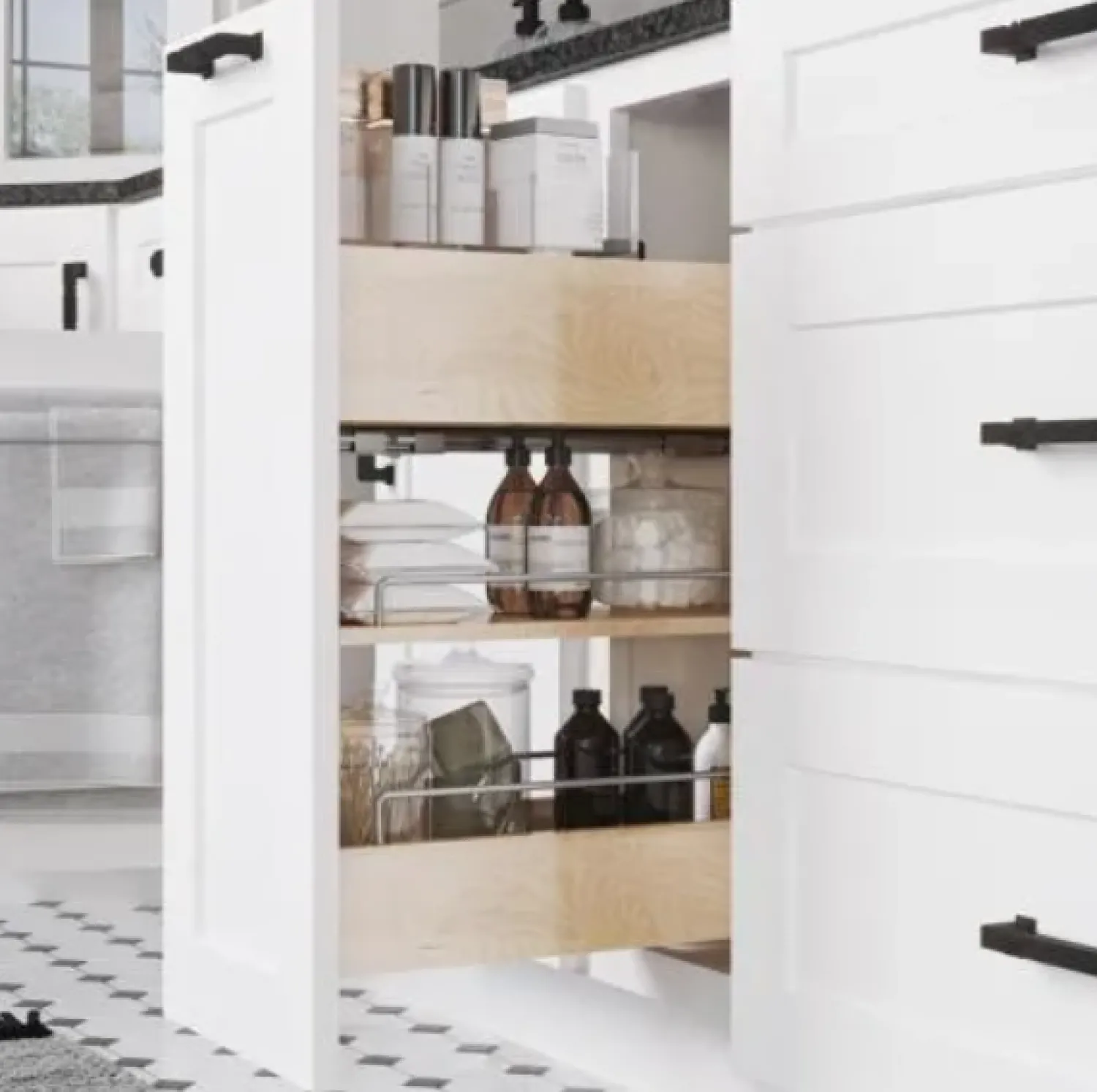 Clearance No Wiggle 8" Vanity-height Cabinet Pullout Storage & Organization