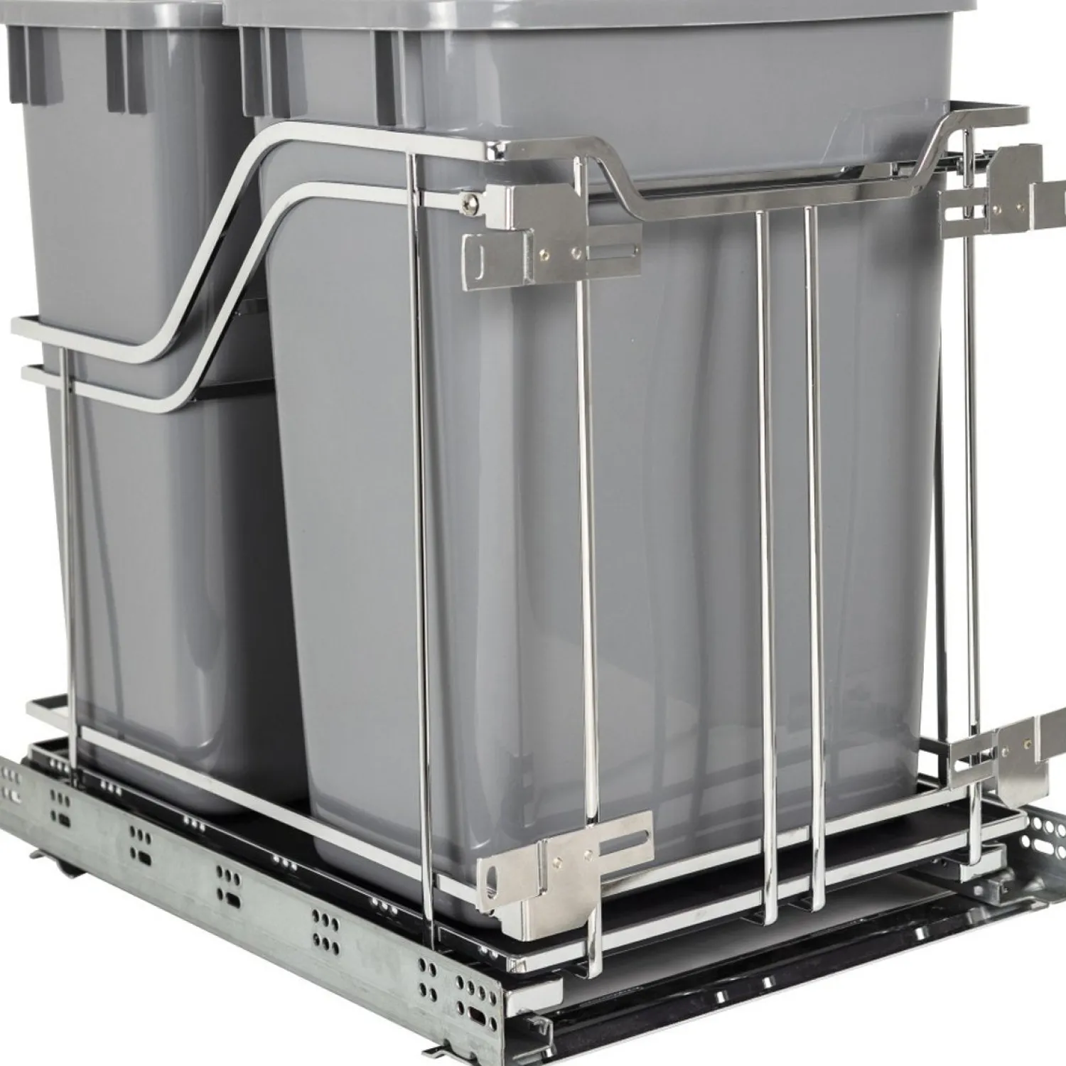 Online Polished Chrome Trashcan Pullout with Soft-close Slides Storage & Organization