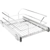 Polished Chrome Pullout Basket for Cabinet Opening Storage & Organization