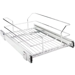 Polished Chrome Pullout Basket for Cabinet Opening Storage & Organization