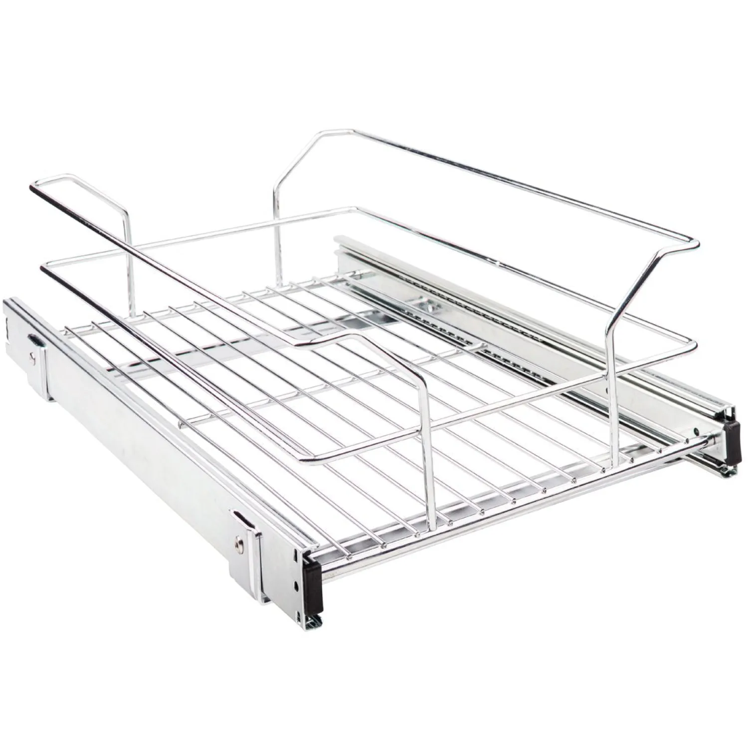 Polished Chrome Pullout Basket for Cabinet Opening Storage & Organization
