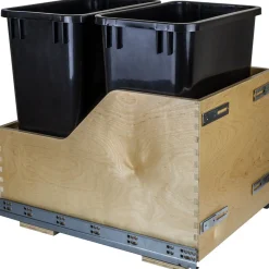 Clearance Preassembled 35 Quart Double Pullout Waste Container System Storage & Organization