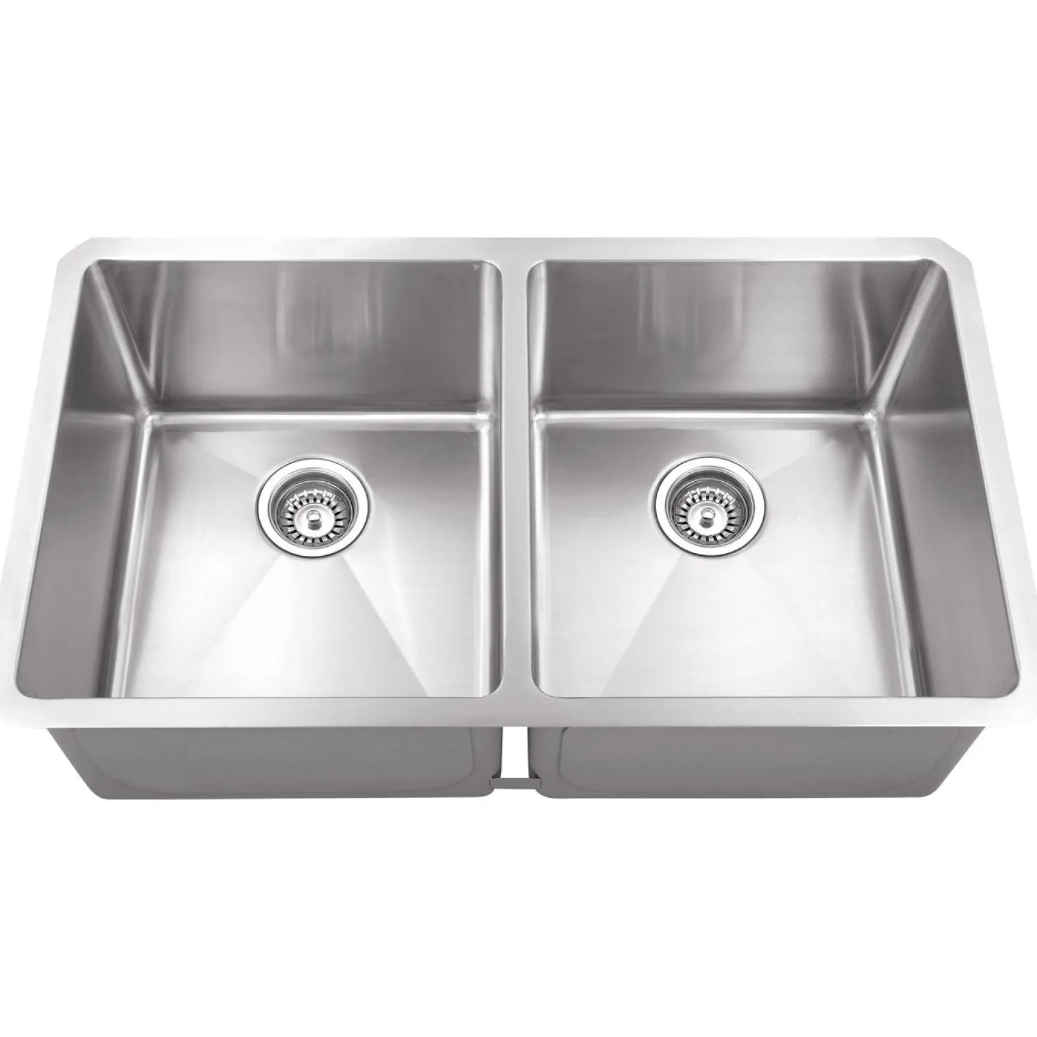 Discount Stainless Steel 16 Gauge Fabricated Kitchen Sink with Two Equal Bowls Stainless Steel Sinks|Double Bowl Sinks