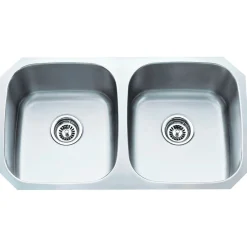 Stainless Steel 18 Gauge Kitchen Sink with Two Equal Bowls Stainless Steel Sinks|Double Bowl Sinks