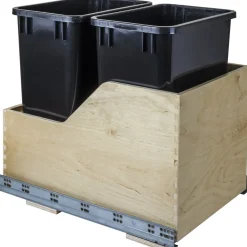 Hot White Birch Preassembled 35 Quart Double Pullout Waste Container System Storage & Organization