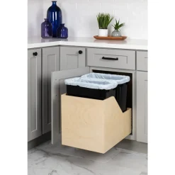 Hot White Birch Preassembled 35 Quart Double Pullout Waste Container System Storage & Organization