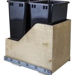 Discount White Birch Preassembled 50 Quart Double Pullout Waste Container System Storage & Organization