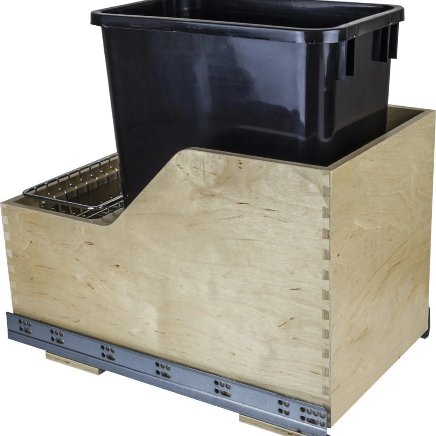 White Birch Preassembled 35 Quart Single Pullout Waste Container System Storage & Organization