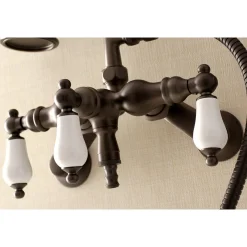 Clearance AE421TX-P Aqua Vintage 3-3/8-Inch Adjustable Wall Mount Clawfoot Tub Faucet with Hand Shower Tub Faucets
