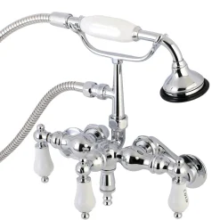 Outlet AE423TX-P Aqua Vintage 3-3/8-Inch Adjustable Wall Mount Clawfoot Tub Faucet with Hand Shower Tub Faucets