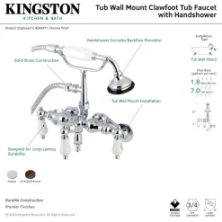 Outlet AE423TX-P Aqua Vintage 3-3/8-Inch Adjustable Wall Mount Clawfoot Tub Faucet with Hand Shower Tub Faucets