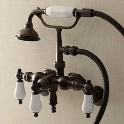 Outlet AE423TX-P Aqua Vintage 3-3/8-Inch Adjustable Wall Mount Clawfoot Tub Faucet with Hand Shower Tub Faucets
