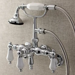Outlet AE423TX-P Aqua Vintage 3-3/8-Inch Adjustable Wall Mount Clawfoot Tub Faucet with Hand Shower Tub Faucets