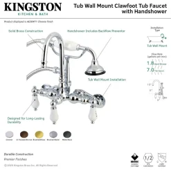 New AE303TX-P Aqua Vintage Wall Mount Clawfoot Tub Faucets Tub Faucets