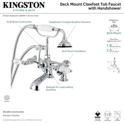 Clearance AE653TX-P Aqua Vintage 7-Inch Adjustable Clawfoot Tub Faucet with Hand Shower in Polished Chrome Tub Faucets