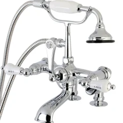 Clearance AE653TX-P Aqua Vintage 7-Inch Adjustable Clawfoot Tub Faucet with Hand Shower in Polished Chrome Tub Faucets