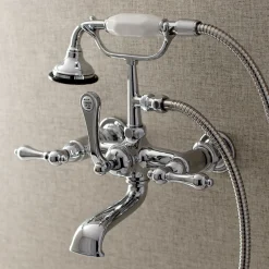 Best AE551TX-P Aqua Vintage Wall Mount Tub Faucet with Hand Shower Tub Faucets