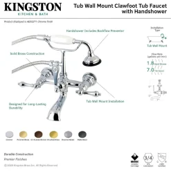 Best AE551TX-P Aqua Vintage Wall Mount Tub Faucet with Hand Shower Tub Faucets