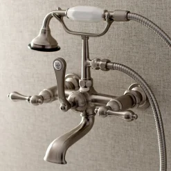 Best AE551TX-P Aqua Vintage Wall Mount Tub Faucet with Hand Shower Tub Faucets
