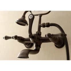 Best AE551TX-P Aqua Vintage Wall Mount Tub Faucet with Hand Shower Tub Faucets