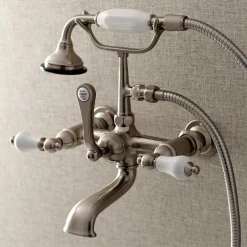 Outlet AE553TX-P Aqua Vintage 7-Inch Wall Mount Tub Faucet with Hand Shower Tub Faucets