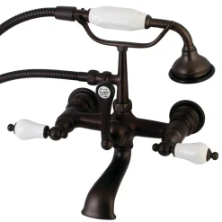 Outlet AE553TX-P Aqua Vintage 7-Inch Wall Mount Tub Faucet with Hand Shower Tub Faucets