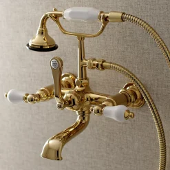 Outlet AE553TX-P Aqua Vintage 7-Inch Wall Mount Tub Faucet with Hand Shower Tub Faucets