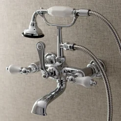 Outlet AE553TX-P Aqua Vintage 7-Inch Wall Mount Tub Faucet with Hand Shower Tub Faucets