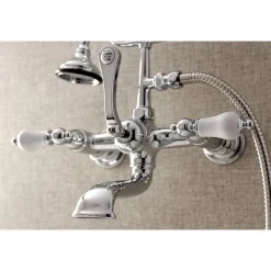 Outlet AE553TX-P Aqua Vintage 7-Inch Wall Mount Tub Faucet with Hand Shower Tub Faucets