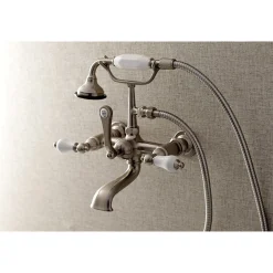 Outlet AE553TX-P Aqua Vintage 7-Inch Wall Mount Tub Faucet with Hand Shower Tub Faucets