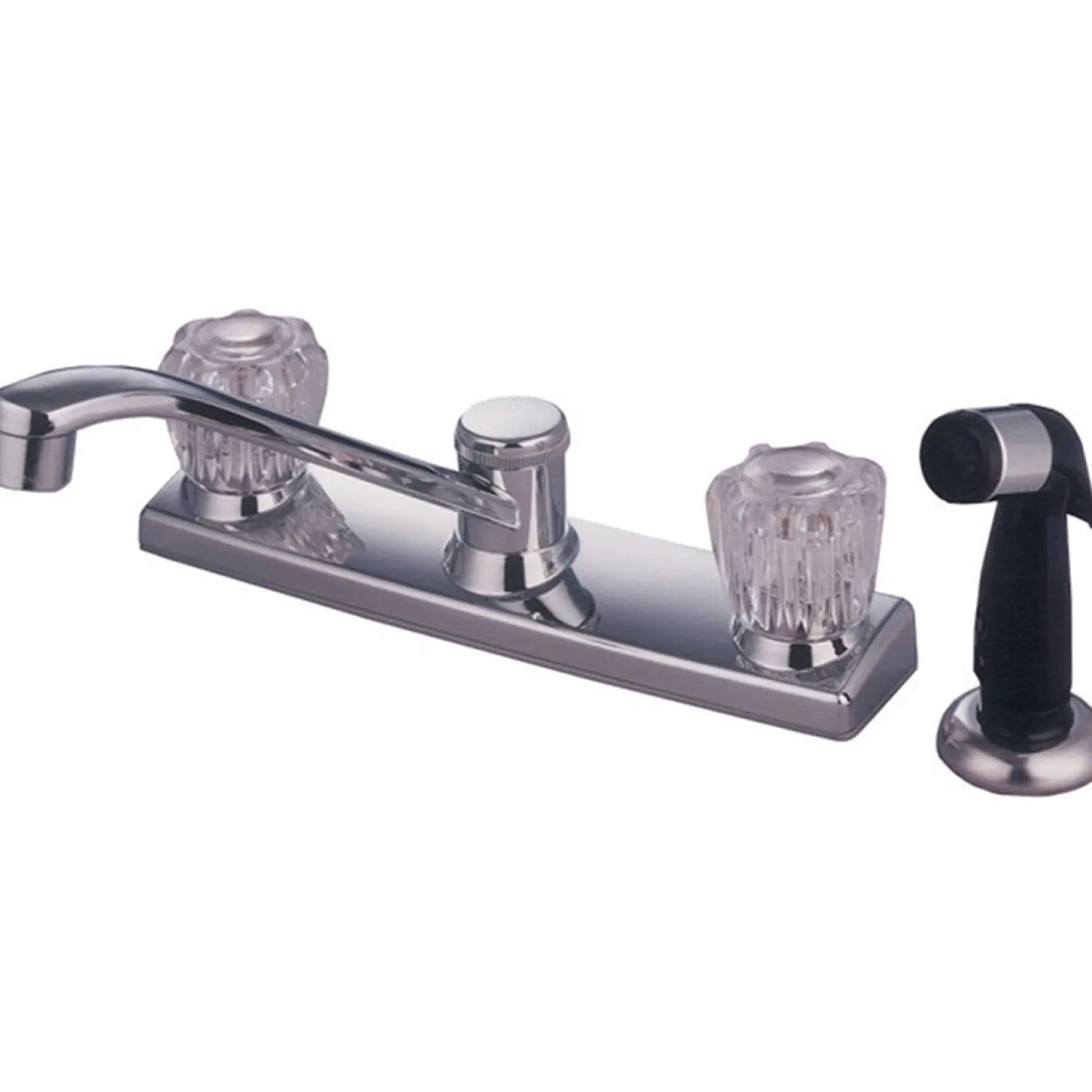Discount Americana Twin Acrylic Handle 8" Kitchen Faucet with Non-Metallic Sprayer Faucets With Side Spray