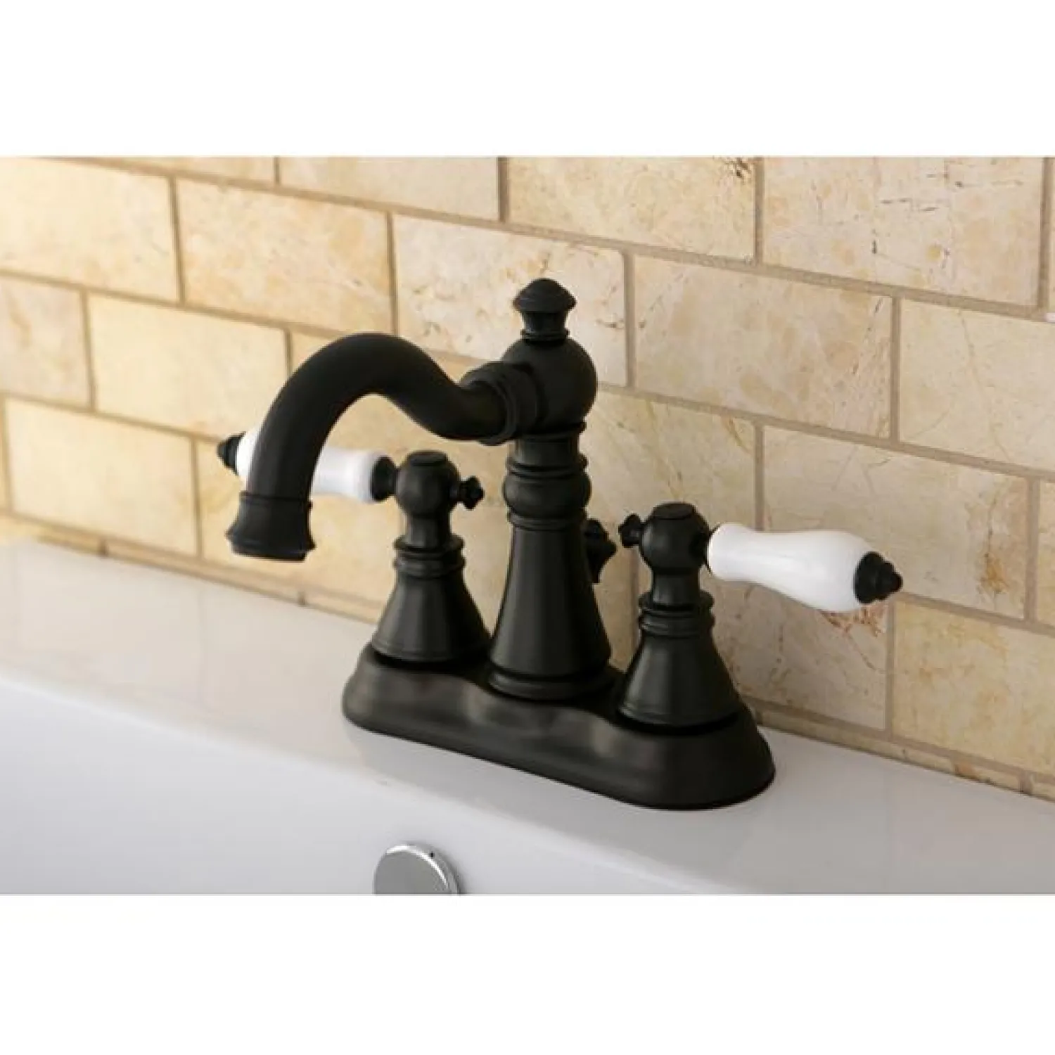 Discount American Patriot Two Handle 4" Centerset Lavatory Faucet with Retail Pop-up 4" Center Set